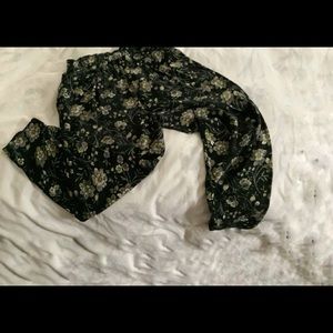 Floral pattern pants with paper bag waist